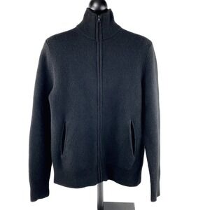 Banana Republic X Fine Merino Wool Sweater Women's 8 Black High Neck, Thick, Zip